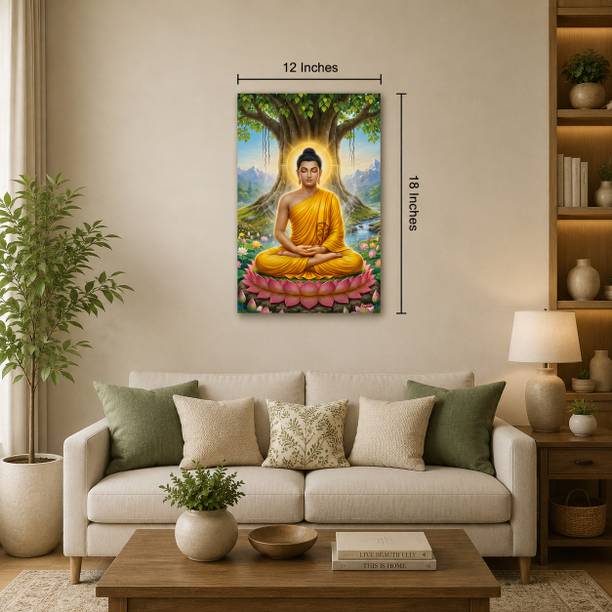 Buddha Self Adhesive Poster 12x18 Inch Wall Decor for Living Room Bedroom Meditation Room | Peel and Stick Spiritual Buddha Wall Art | Peaceful Zen Poster Vinyl