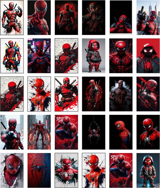 Pack of 30 Spiderman Wall Collage Kit Posters | Posters for Wall Decoration | Wall Art For Bedroom, Office, Living room, (6 inch X 4 inch) Vinyl