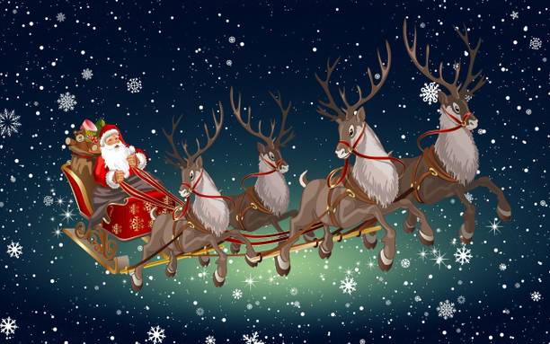 santa claus with snowfall Sticker Poster|Christmas poster Photographic Paper