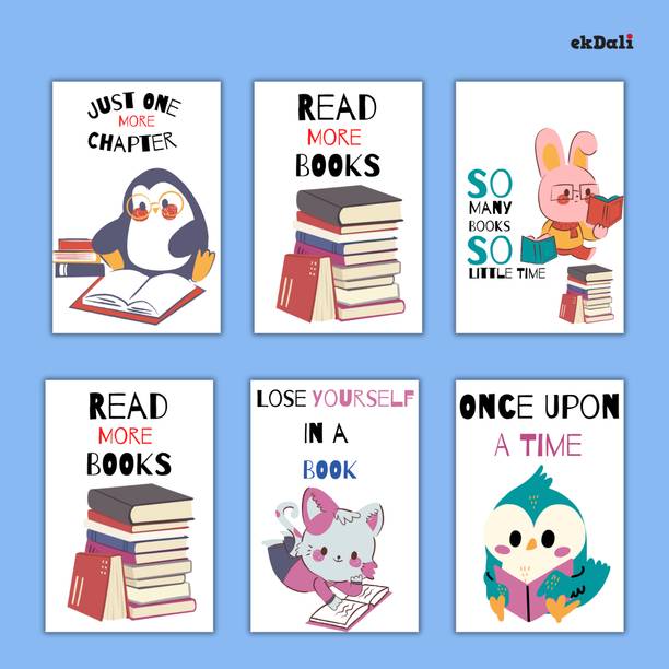 Animal-Themed Book Lover Posters for Kids – A5 Set Paper Print