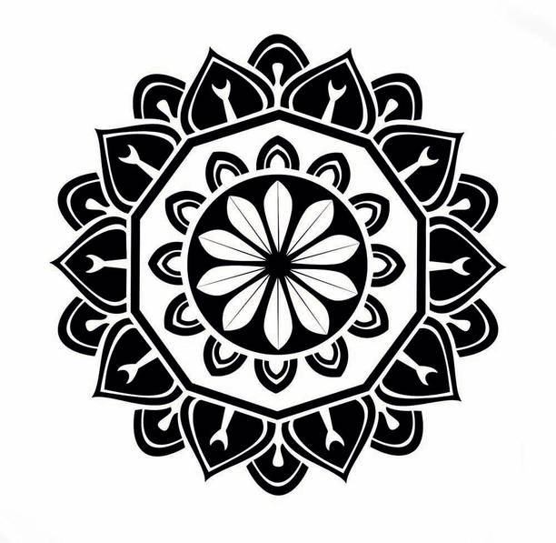Rangoli Floor Self Adhesive Decorative Sticker || (45.72 cm X 45.72 cm) cut5592 Fine Art Print