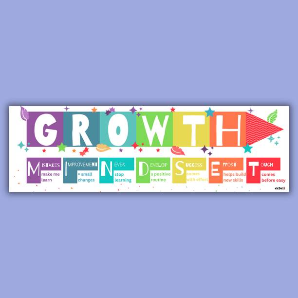 Success Through Effort: Growth Mindset for Children - large Banner - 13 x 36 inches, rolled banner suitable for kids room, nursery, classroom Paper Print