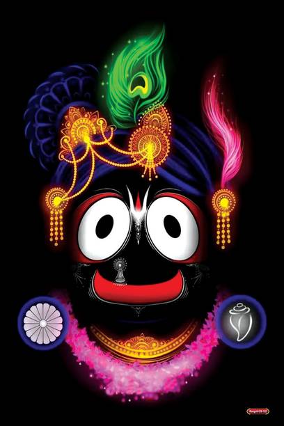Lord Jagannath Self Adhesive Wall Poster 12x18 Inch Spiritual Wall Decor for Living Room Bedroom Office Pooja Room Religious Artwork Vinyl