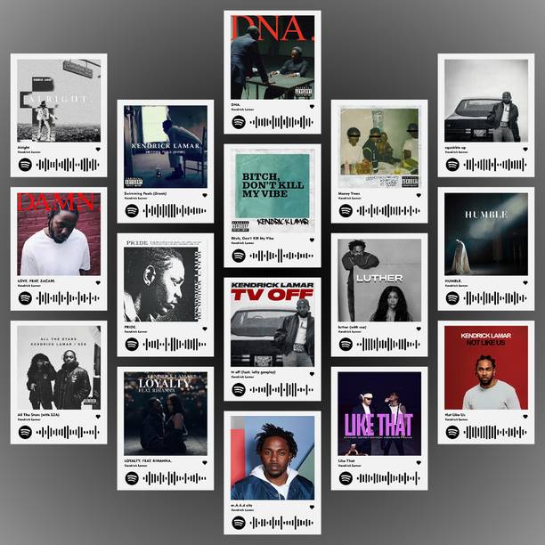 Kendrick Lamar Photocards | Mini Posters Kit (Set of 16) | Kendrick Lamar’s M.A.A.d city, HUMBLE., Money Trees Songs Photocard Size (8 x 6 cm) Posters for Phone Accessories, Bedroom, Office, Living room (Kendrick Lamar) Photographic Paper