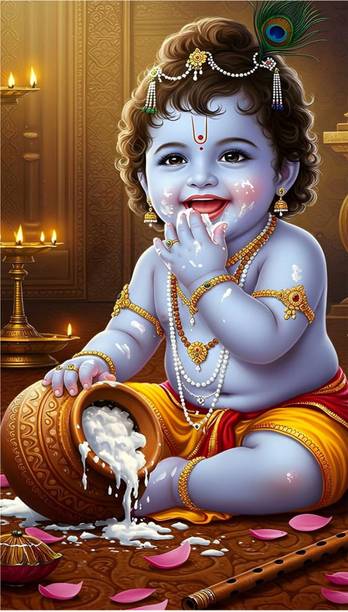 Bal Krishna God Poster | Krishna Poster | Home Decor Poster | Pooja Room Poster | Unframed Vinyl
