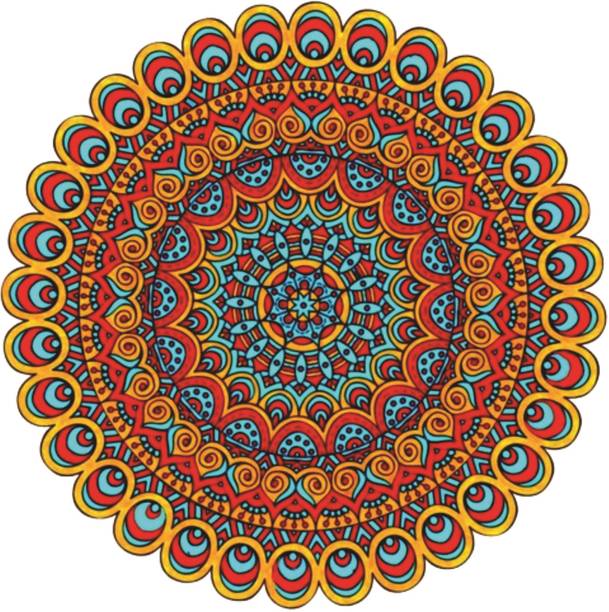 Rc Decor Peacock Feather Art Rangoli Floor Decor Sticker For Pooja Room Living Room Size - 45CmX45Cm Vinyl