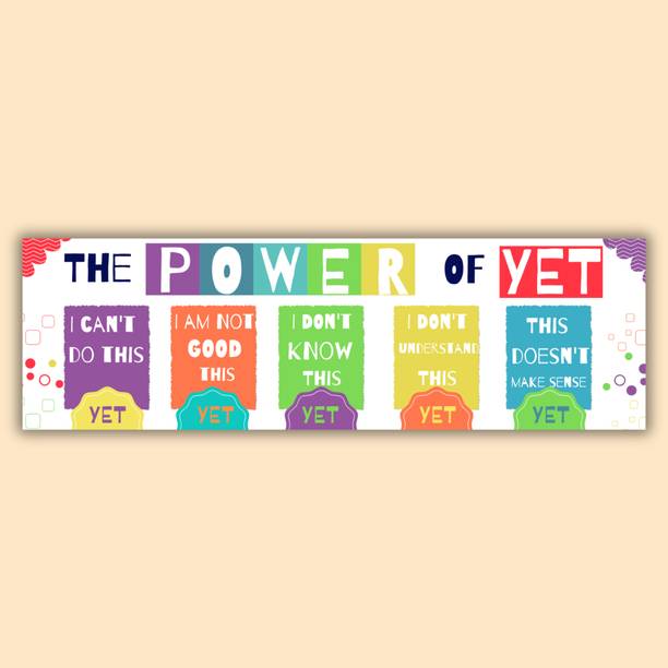 The Power of Yet Poster – Kids' Motivational Growth Mindset -Large size - 13 x 36 inches - 210 GSM - Rolled - Arrives in a Poster tube. Large and suitable for kids rooms, nursery and classroom Paper Print
