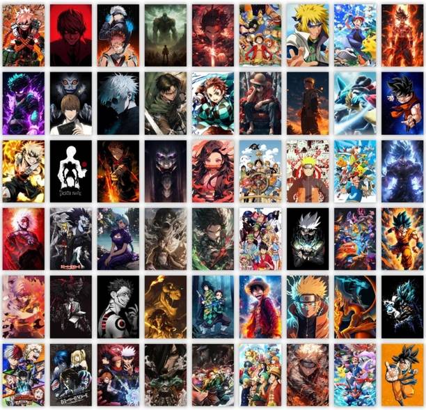Pack of 54 Anime aesthetic wall decor collage posters | Wall art for Bedroom, Living Room, Dorm Room | Photographic Paper Photographic Paper
