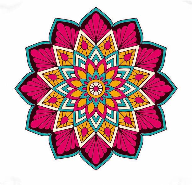 Rangoli Floor Self Adhesive Decorative Sticker || (45.72 cm X 45.72 cm) cut5605 Fine Art Print