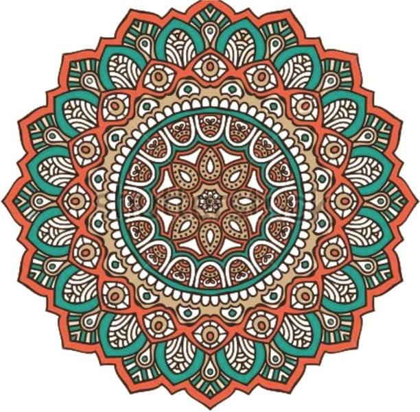 Rc Decor Sky Blue t Rangoli Floor Decor Sticker For Pooja Room Living Room Size - 45CmX45Cm Vinyl