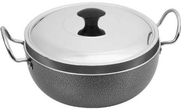CARNIVAL Aluminium Coating induction Based Kadhai/Deep Kadhai With Stainless Steel Lid कढ़ाही 23 cm, 8 cm ढक्कन के साथ