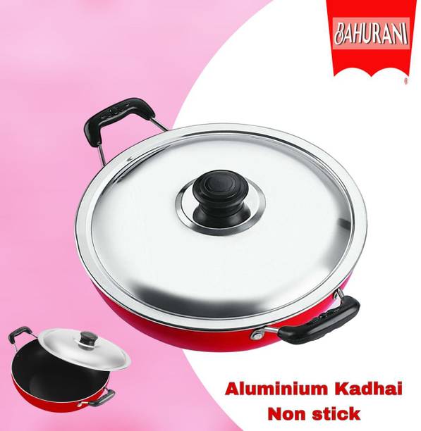 BAHURANI Aluminium 1.75 l non stick kadhai with lid included _171 Kadhai 23 cm diameter with Lid 1.75 L capacity