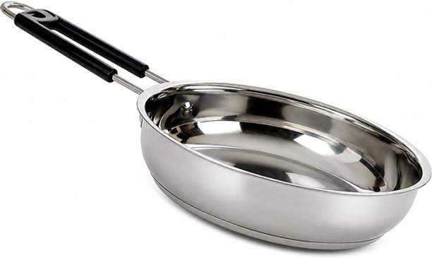 rasora Multipurpose Heavy Base Stainless Steel Frying Pan with Heat Resistant Handle Fry Pan 22 cm diameter 1.5 L capacity