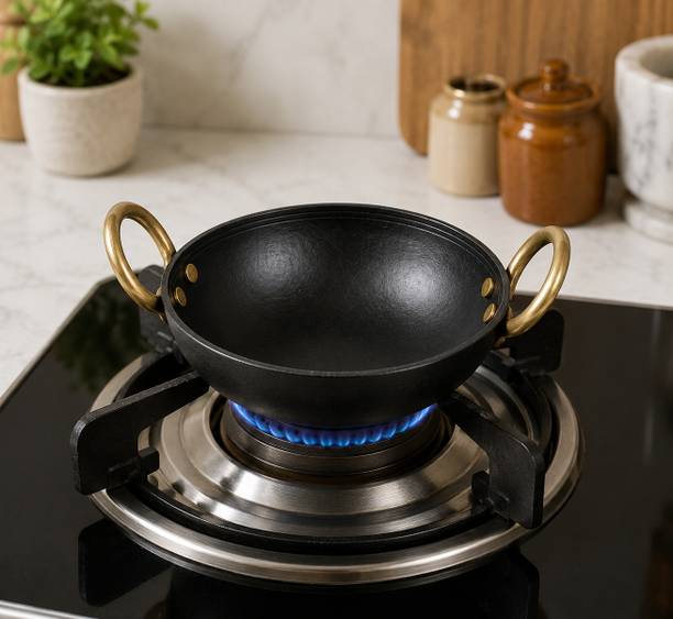 karishmaEdge kadai for frying | wok for kitchen use | iron kadhai Kadhai 20 cm diameter 4 L capacity