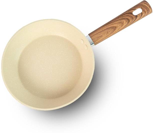 Pratyaksh Granite Non Stick Frying Coating Pan Granite Finish Omlette Egg Pan with Handle Kadhai 20 cm diameter with Lid 1.5 L capacity