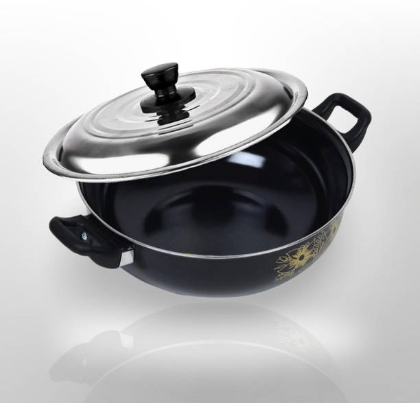 My Store Non Stick Black Kadhai with Lid - Cook Delicious Meals with Induction Cookware Kadhai 27 cm diameter with Lid 3.5 L capacity