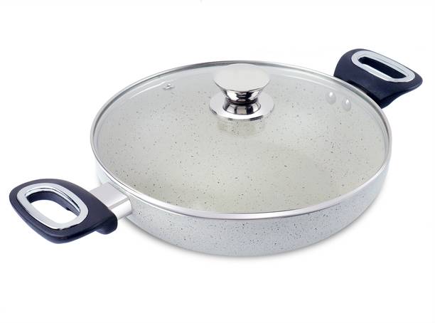 Home-pro Granite Finish Non-Stick Kadai with Glass lid & Stylist Handle 24 cm ढक्कन के साथ