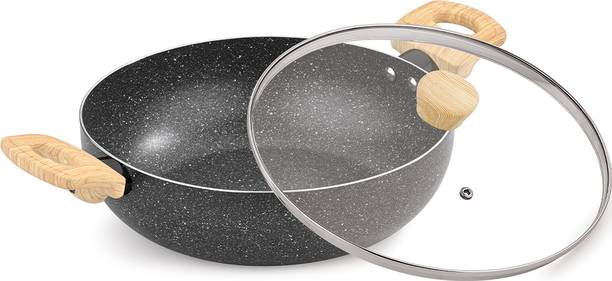 BERGNER Earth Black Non-Stick Induction Bottom Kadhai 20 cm diameter with Lid 2.3 L capacity