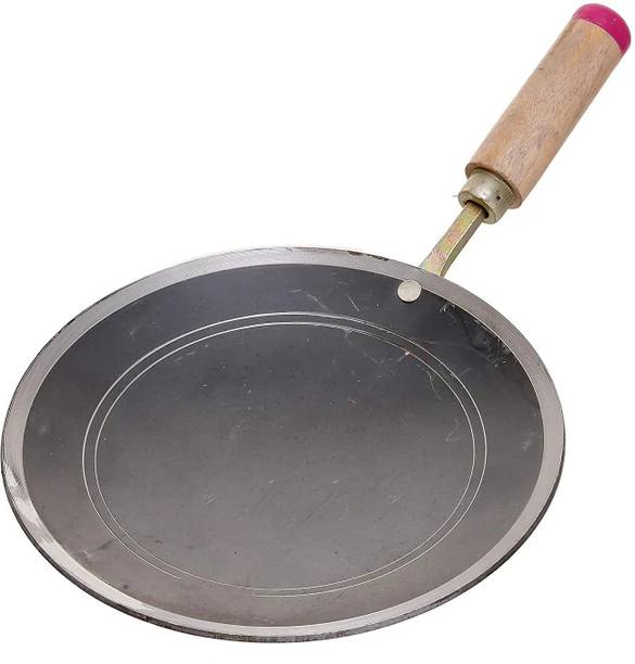RJ kitchenware Store by RJ kitchenware Store Iron Tawa for Chapati, Tawa with Wooden Handle Handmade Loha Roti/Chapati Tawa 24 cm diameter