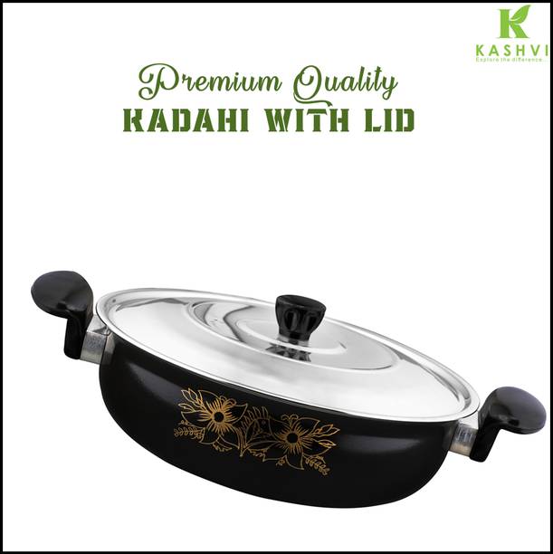 Kashvi Best Kitchen Cookware Gift Kadhai 26 cm diameter with Lid 3.5 L capacity