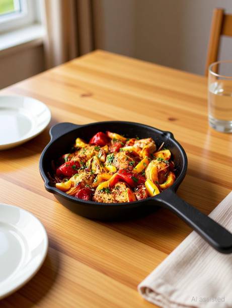 The Indus Valley Preseasoned Cast Iron Fry Pan/Skillet With Long Handle - 6 inch Fry Pan 15.2 cm diameter 0.42 L capacity