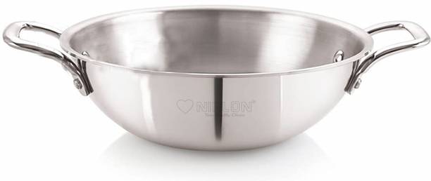 NIRLON NIRLON Superb Triply Stainless Steel Deep Kadai | 24cm/2.6Ltr| Safe to Use Kadhai 24 cm diameter 2.6 L capacity