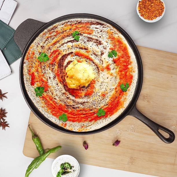 Solara Crownstone Cast Iron Tawa for Dosa 12" With Handle Chapathi,Paratha,Uttapam Tawa 30.4 cm diameter