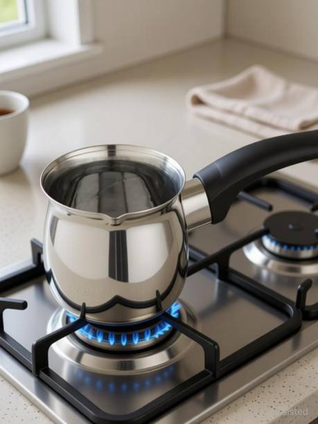 Dynore Stainless Steel Milk/Coffee/Tea Warmer With Bakelite Handle 360 ml Pot 9 cm diameter 0.36 L capacity