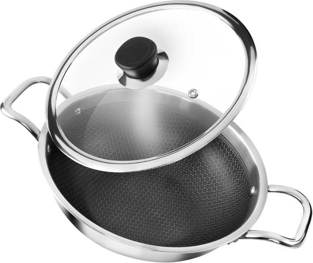 Durapan Non-Stick Triply Kadhai with SafeHEX™ Technology – Induction Compatible Kadhai 18 cm diameter with Lid 1.25 L capacity
