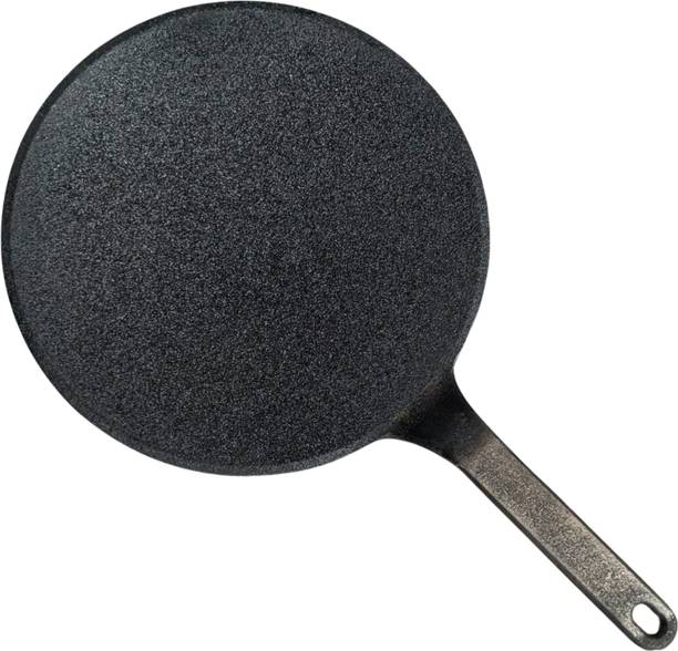 Liora Premium Cast Iron Roti Tawa With Silicon Handle | Toxins Free | Tawa 26 cm diameter
