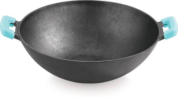 BERGNER Eco Cast Iron For Healthy Cooking, Pre-Seasoned Kadhai 24 cm diameter 1 L capacity