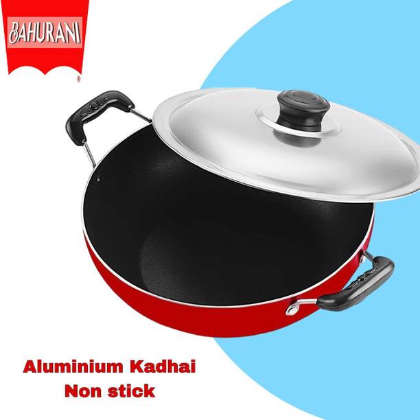 BAHURANI Aluminium 2.5 l non stick kadhai with lid included _125 Kadhai 26 cm diameter with Lid 2.5 L capacity