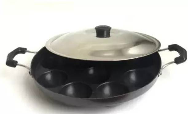 Swarambh Black Appam Z 5 Paniarakkal with Lid 0.9 L capacity 24 cm diameter