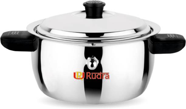 Rudra SS Stainless Steel Ideal Milk Boiler/Cooker Pot 20 cm diameter 1 L capacity with Lid