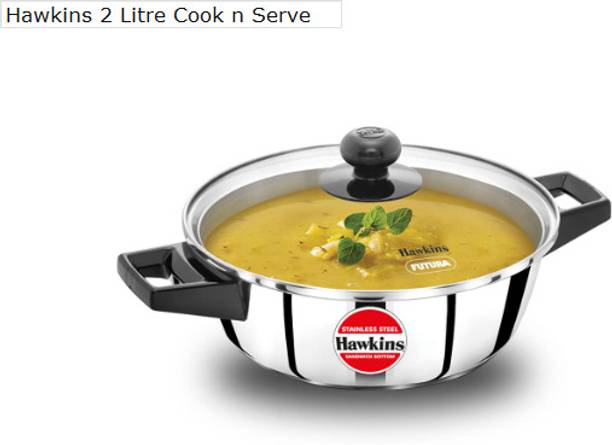 Hawkins 2 Litre Cook n Serve Casserole, Stainless Steel...