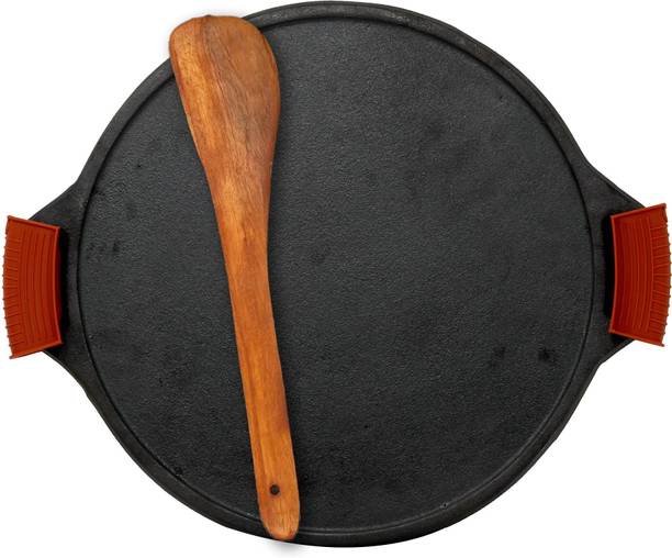 Rock Tawa Dosa Tawa 12 In PreSeason with Free Wooden Spatula,Silicon grip Tawa 30.5 cm diameter