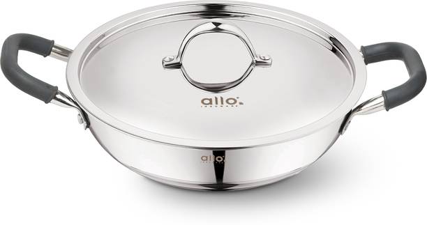 Allo Cooksafe Stainless Steel Naturally Non Stick Friendly Kadhai 22 cm diameter with Lid 2 L capacity