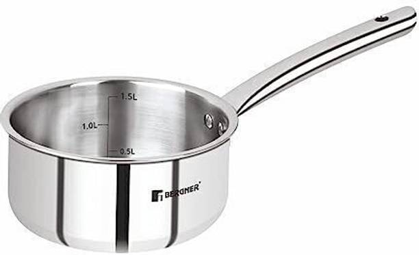 BERGNER Tripro Triply Stainless Steel Saucepan | Less Oil Use | Induction Bottom Sauce Pan 16 cm diameter 1.7 L capacity