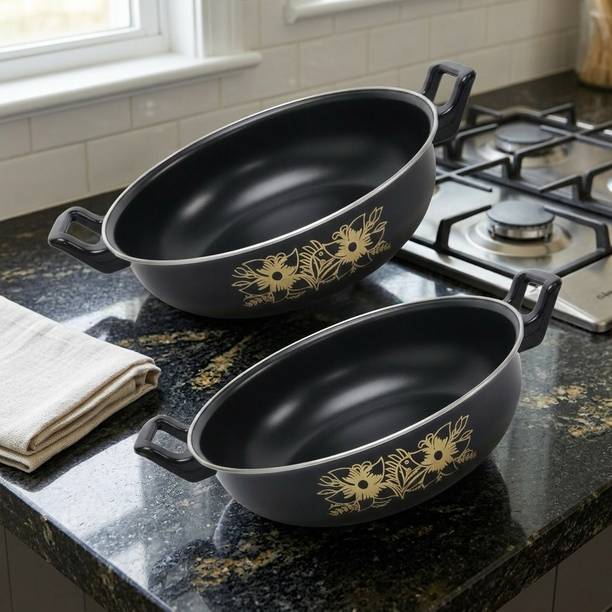 YR Enterprises Induction Base Enamel Non-Stick Kadhai | Lightweight \ Kadhai 26.5 cm diameter 3 L capacity
