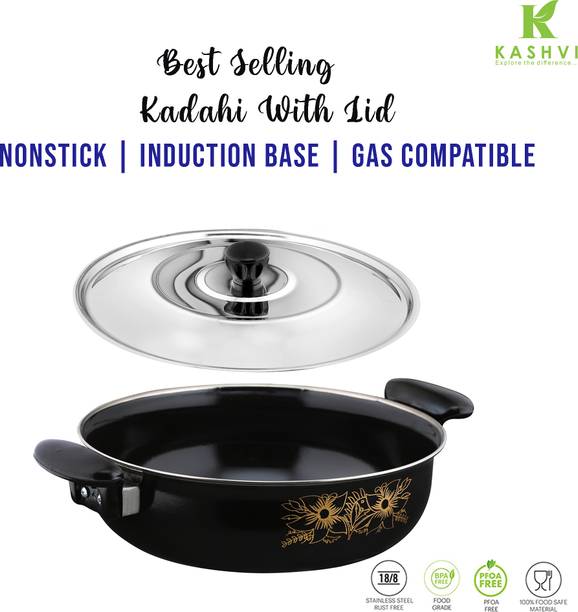 Kashvi Premium Big Kadhai Kadhai 26 cm diameter with Lid 3.5 L capacity