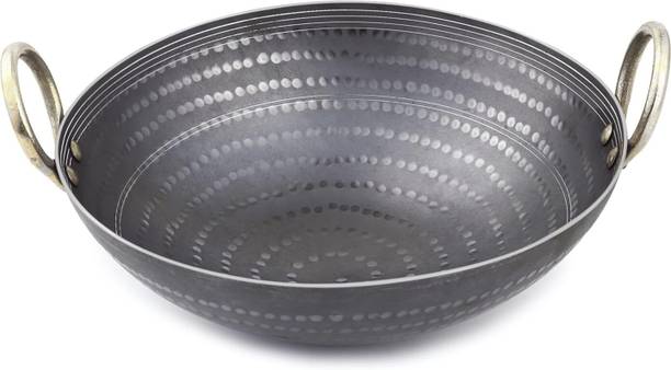 Ironize ironhammered10inch Kadhai 25 cm diameter with Lid 2.2 L capacity