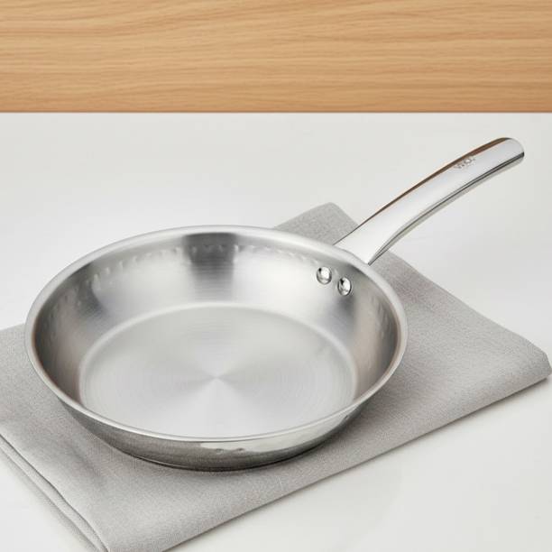 VINOD Claro Stainless Steel Hammered Fry Pan 1.5 mm wit...