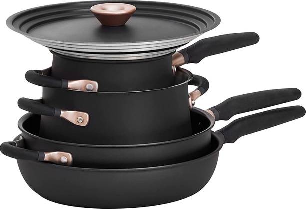 Meyer Nonstick and Stainless Steel Pots and Pans / Essential Cookware Set, 6 Piece Roasting Pan 6.25 cm diameter with Lid 2 L, 5 L, 6.25 L, 4.5 L, 9.5 L, 3 L capacity