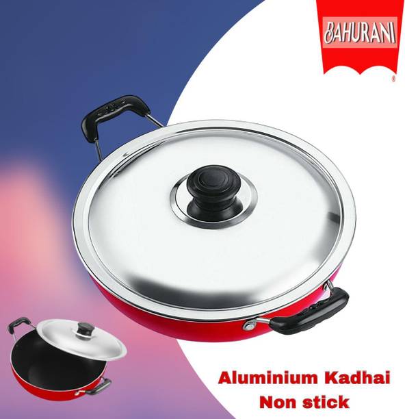 BAHURANI Aluminium 1.75 l non stick kadhai with lid included _162 Kadhai 23 cm diameter with Lid 1.75 L capacity