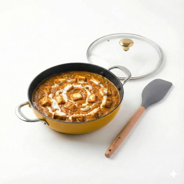 CUMIN CO. CUMIN CO. Cast Iron Kadai LITE with Lid | 2L | Induction Base Cookware |Mustard Kadhai 24 cm diameter with Lid 3 L capacity