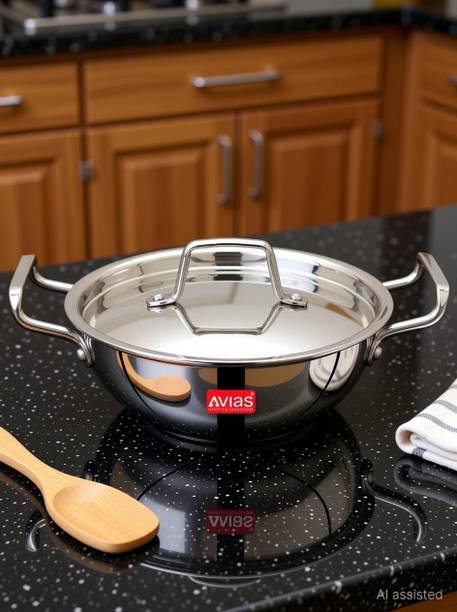 AVIAS AVI3 Triply Kadai with SS Lid Kadhai 20 cm diameter with Lid 1.5 L capacity