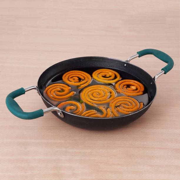 The Indus Valley Pre-Seasoned Iron Kadai With Silicon Handle - 10 inch Kadhai 25.5 cm diameter 2 L capacity