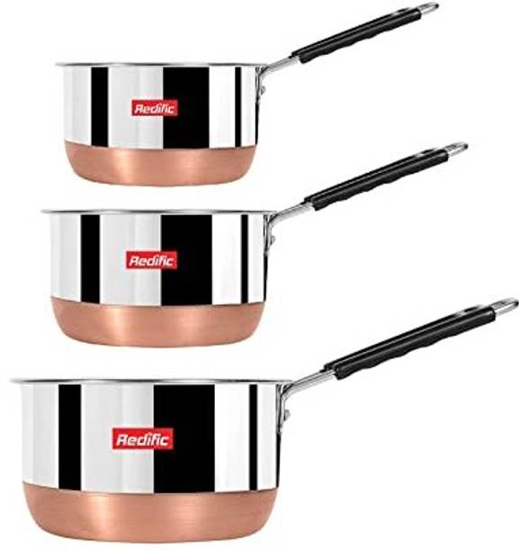 Redific Coffee Pan Set with Handle Set of 3 Pc Pcs Pieces Sauce Pan 23 cm diameter 1 L, 1.5 L, 2 L capacity