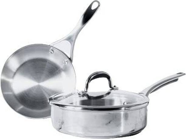 Meyer Select Stainless Steel 3 Piece Cookware Set -24cm Sautepan Fry Pan 24 cm diameter with Lid 1.86 L, 2.91 L capacity