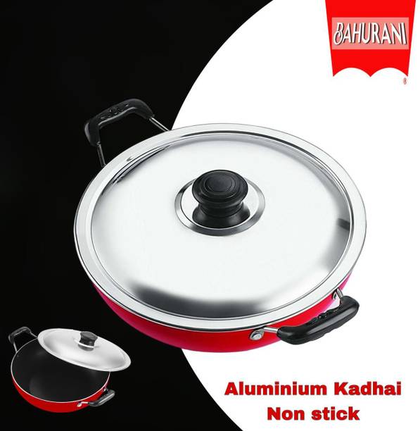 BAHURANI Aluminium 1.75 l non stick kadhai with lid included _151 Kadhai 23 cm diameter with Lid 1.75 L capacity